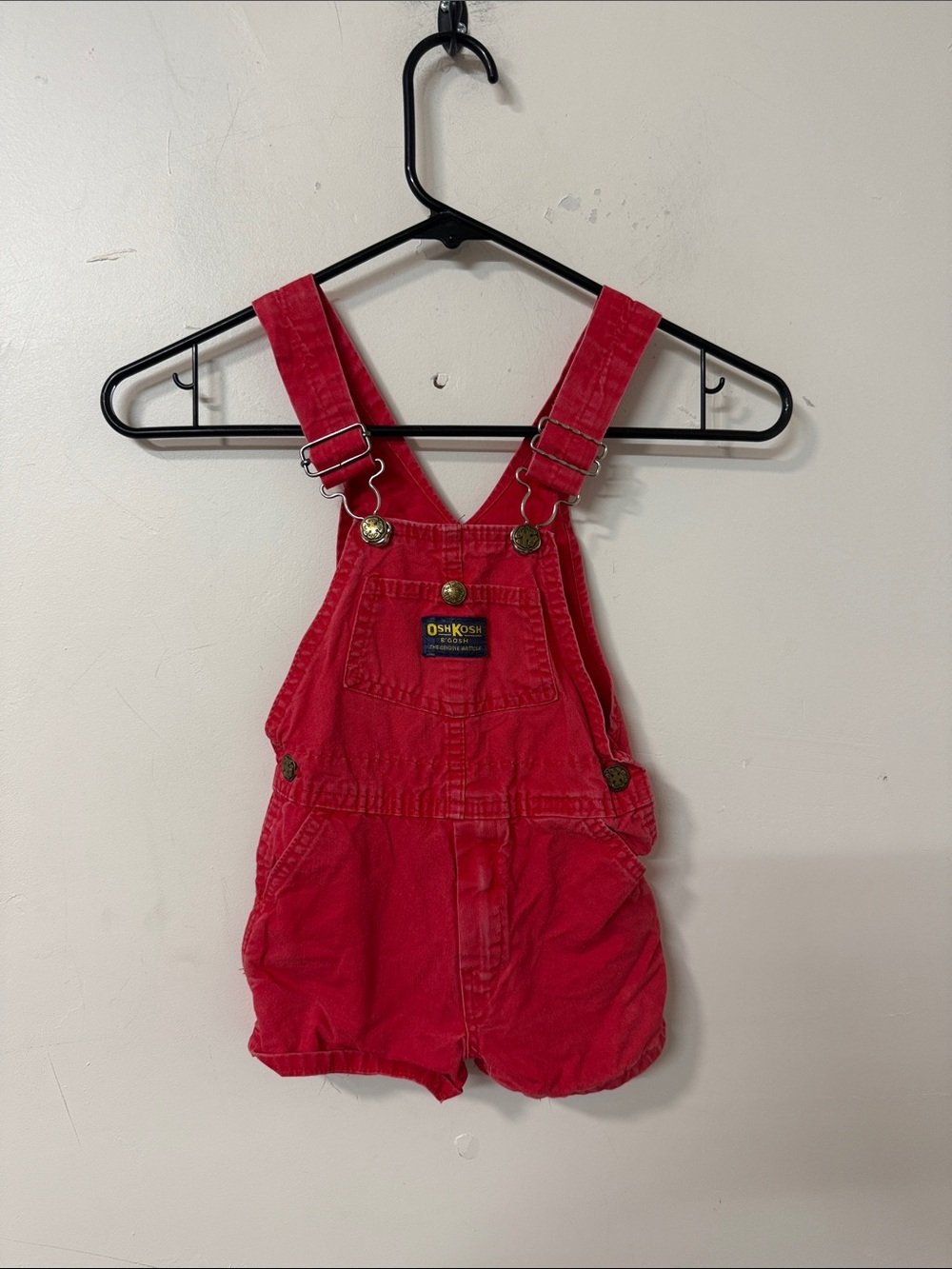 OshKosh B'gosh Bright Red Short Overalls 1980’s